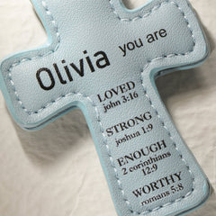 Personalized Name Leather Cross Magnetic Bible Bookmark with Bible Verses