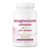 Magnesium Complex for Women, 240 Veggie Capsules | 20-in-1 with Glycinate, Citrate & More + D3, K2, Methylated B Complex, Biotin, Inositol & Ashwagandha. Filler Free, Non-GMO.
