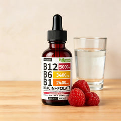 (1-PACKRaspberry) Vitamin B12 Liquid Supplement Drops - Edible Support for Energy, Brain & Heart, Non-GMO & Gluten-Free, 4 FI Oz