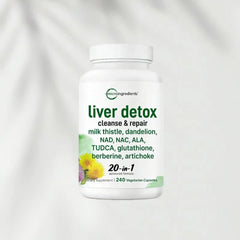 Liver Detox, 240 Veggie Capsules | 20-in-1 Advanced Support Complex with Milk Thistle, Dandelion, NAD, NAC, ALA