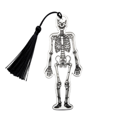 2-Piece 2D Skeleton Bookmarks – Gothic Halloween Book Markers with Tassels
