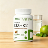 D3 & K2 MK-7 Synergy Complex | Supports Immune, Bone & Dental Health | 250 Easy-Swallow Softgels with Coconut Oil