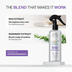 Rosemary Water Spray for Hair Growth & Hair Thickness with Rice Water |100% Natural Extract | Soft & Smooth Hair| Controls Hairfall| Non-Greasy & Fast Absorbing | 200ml
