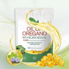 Oil of Oregano Capsules, Balanced Oil of Oregano with Black Seed Oil, Organic OreganoOil Softgels,Non-GMO