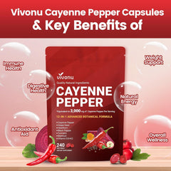 Cayenne Pepper Softgels Supplement, Supports Leg Vein, Heart and Blood Vessel Health, with Vitamin E D3+K2 and Extracts of Grape Seed, Hawthorn, Beetroot, Berberine and Others(240 Softgels/1 Bag)