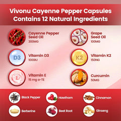 (54.99/3PC)Cayenne Pepper Softgels Supplement, Supports Leg Vein, Heart and Blood Vessel Health, with Vitamin E D3+K2 and Beetrootand Others(3PACKS)