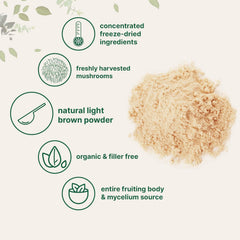Organic Lionās Mane Mushroom Powder 50:1 Extract | 8oz US Grown Sustainable | Mental Clarity, Focus & Immune Support | Vegan