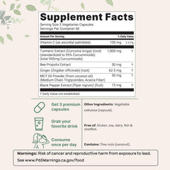 High-Absorption Turmeric Curcumin 1000mg | 95% Curcuminoids with Black Pepper | Absorption Boosting Blend with Propolis, Ginger, MCT & Vitamin C | 120 Plant-Based Capsules