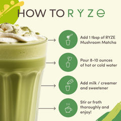 RYZE Mushroom Matcha Starter Kit, 6 Adaptogenic Mushrooms, 60 Servings