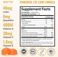 Lutein Gummies for Eye Health Vision Support Eye Vitamins | Blueberry Flavor | 60 Gummies