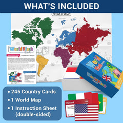 World Flags Flashcards, 245+ Country & Map Geography Game