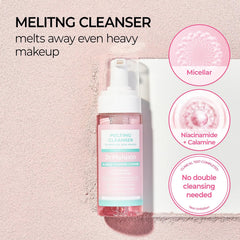 Melting Bubble Foaming Cleanser - Micellar Makeup Remover Face Wash, No Double Cleansing Needed, Gentle Foam Cleanser for Sensitive Skin, K-Beauty