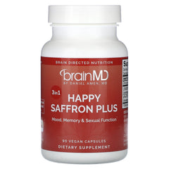 Happy Saffron Plus, 90 Vegan Capsules,Mood &Mind Support,Sharper Mental Focus,Deeper, More Restful Sleep