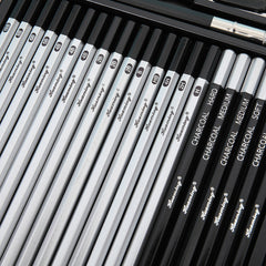 29-Piece Drawing & Charcoal Pencil Set with Metal Case