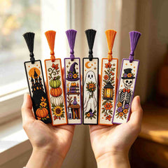 Halloween Cross Stitch Bookmark Kit – DIY Embroidery Bookmarks for Book Lovers