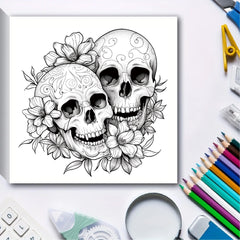 Sugar Skull Coloring Book – 24-Page Gothic Floral Designs