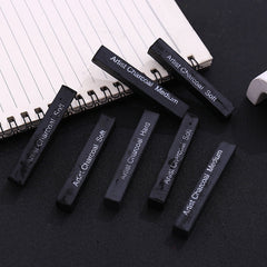 12pcs compressed charcoal sticks set, soft medium hard square charcoal for sketching drawing