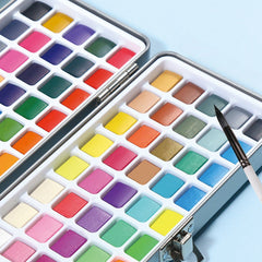 72-Color Metallic Watercolor Paint Set with Portable Tin Case