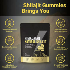 Himalayan Shilajit Gummies | With Ashwagandha, Gokshura & other herbs | No addedsugar,60 Gummies