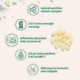 Micro Ingredients Vitamin D3 K2 Supplement Softgels - Coconut Flavor