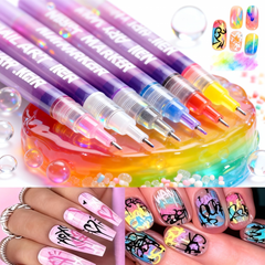 3D Nail Art Pens Set | 12 Vibrant Colors Fine Tip 0.5mm | Quick-Dry Liner & Dotting Tools for Home
