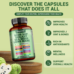 Sour Sop Shilajit Sea Moss Lion's Mane - Energy, Brain Boost, Immune Support