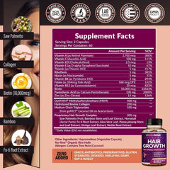 Rainbow Nutrients Hair Growth Formula Collagen & Biotin Complex for Healthy Hair, Skin & Nails from Within