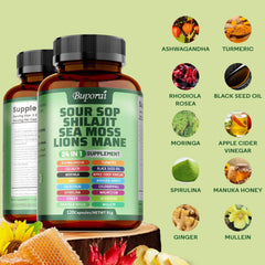 Sour Sop Shilajit Sea Moss Lion's Mane - Energy, Brain Boost, Immune Support