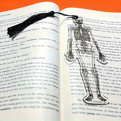 2-Piece 2D Skeleton Bookmarks – Gothic Halloween Book Markers with Tassels