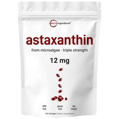 Pure Microalgae Astaxanthin 12mg | Superior Antioxidant for Skin Health & Overall Wellness | 120 Softgels (4-Month Supply)