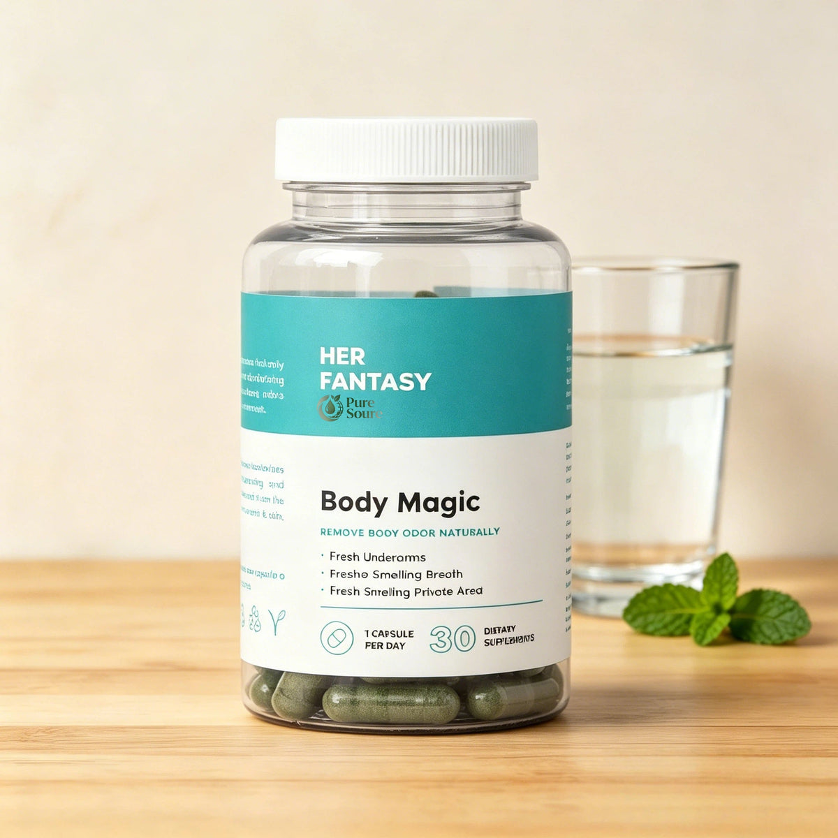Body Magic Chlorophyll Capsules Vegan Detox, Digestion & Gut Health Support, Skin & Oily Skin Care 30 Count
