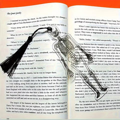 2-Piece 2D Skeleton Bookmarks – Gothic Halloween Book Markers with Tassels