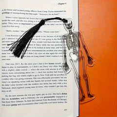 2-Piece 2D Skeleton Bookmarks – Gothic Halloween Book Markers with Tassels