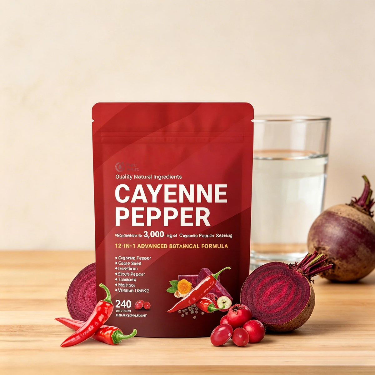 (54.99/3PC)Cayenne Pepper Softgels Supplement, Supports Leg Vein, Heart and Blood Vessel Health, with Vitamin E D3+K2 and Beetrootand Others(3PACKS)