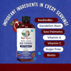 Daily Liquid Hair Formula - Hair Support - Thicker Hair for Women - Healthy Hair Habits - With SesZenBio - Biotin - Vitamin C - 16 fl oz