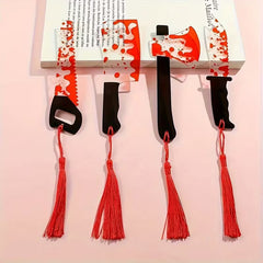 4-Piece Horror Acrylic Bookmarks with Tassels
