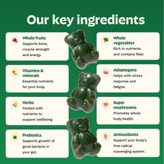 Adult Greens Gummies & Daily Multivitamin, Prebiotic Fiber, 28 ct | Adaptogens, Superfoods, 20+ Vitamins & Minerals