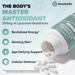 Rosabella Liposomal Glutathione 500mg – High Absorption Glutathione Supplement, Antioxidant Support, Cellular Health & Detox Support, 60 Capsules, 30 Day Supply, Daily Antioxidant Capsules