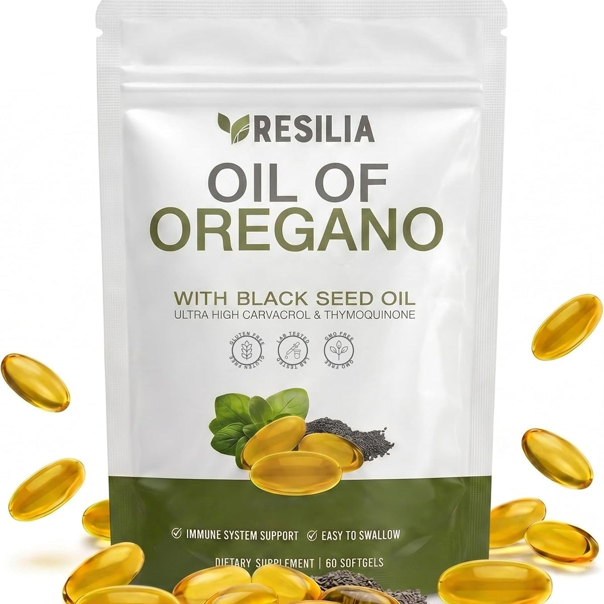 Oil Of Oregano Softgels with Black Seed Oil - 120 Softgels | Non-GMO, Gluten-Free and Soy-Free