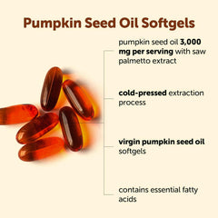Pumpkin Seed Oil with Saw Palmetto, 300 Softgels | Cold Pressed, Pure Virgin Oil with Essential Fatty Acids & Phytosterols. For Men & Women. Non-GMO, Gluten Free.
