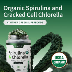 Supplements USDA Organic Spirulina & Chlorella, 120 Vegan Capsules | Superfood Supplement for Energy & Immune Support, Non-GMO, 30-Day Supply