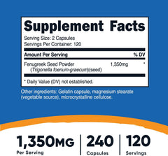 Nutricost Fenugreek Seed 1350mg, 240 Capsules, Gluten Free, GMO-Free