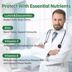 Zooone Lutein Eye Vitamins Supplement 90pcs, Lutein & Zeaxanthin for Women Men to Against Macular & Dry Eye