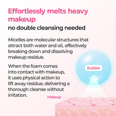 Melting Bubble Foaming Cleanser - Micellar Makeup Remover Face Wash, No Double Cleansing Needed, Gentle Foam Cleanser for Sensitive Skin, K-Beauty
