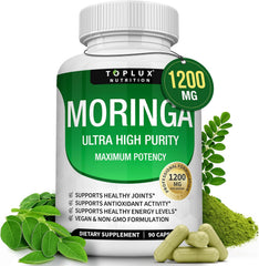 Moringa Capsules 1200mg Pure Oleifera Leaf Superfood for Immune & Skin Health | Vegan, Non-GMO | 90 Capsules