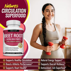 Toplux Organic Beet Root Capsules 1950mg Pure Beetroot Supplement