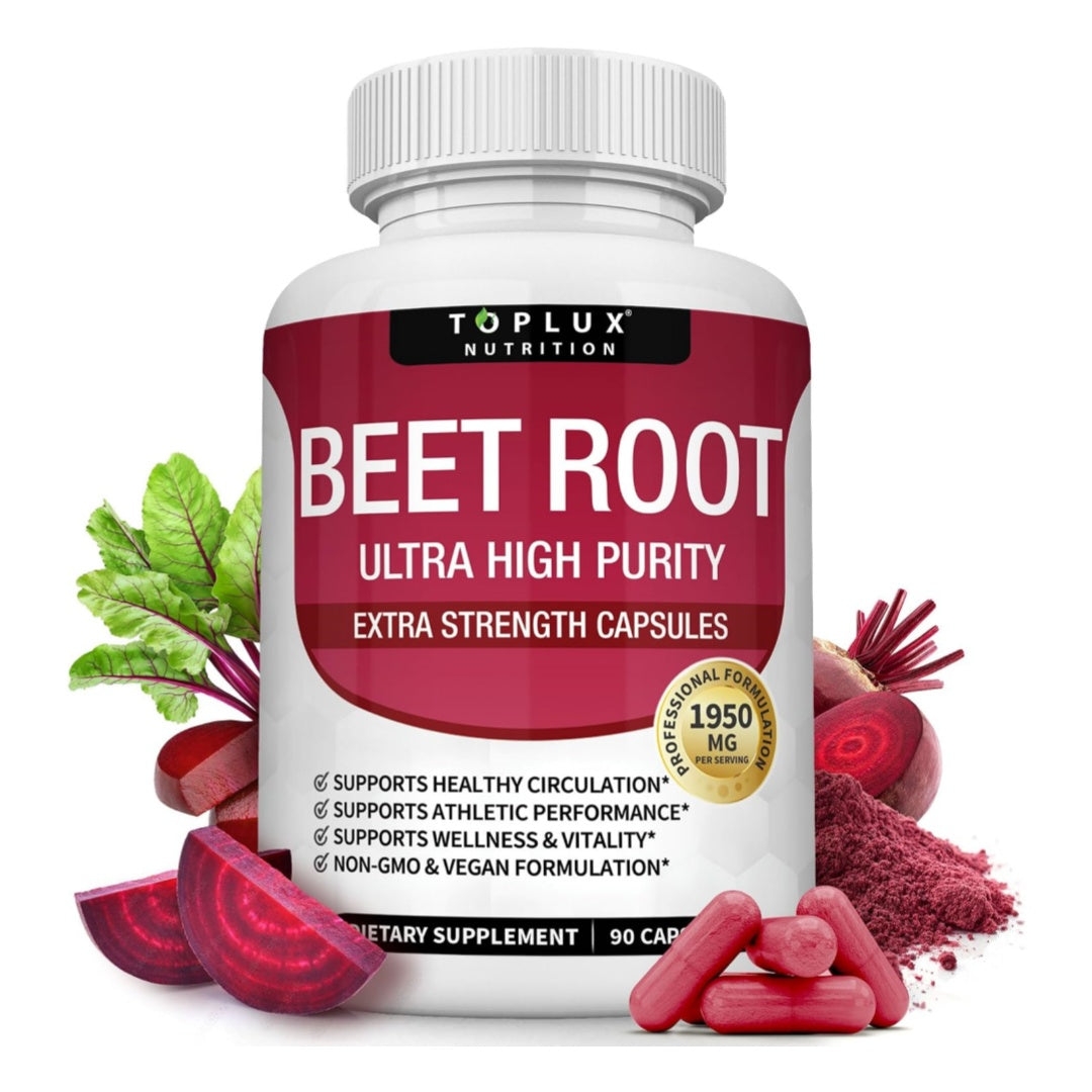 Toplux Organic Beet Root Capsules 1950mg Pure Beetroot Supplement