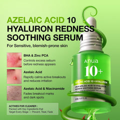 Azelaic Acid 10 Hyaluron Redness Soothing Serum, 1.01 fl oz | Facial Serum for Blemish-Prone & Oily-Prone Skin, Lightweight & Hydrating Blemish Care, Hyaluronic Acid