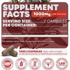 1000mg Per Serving Supplement - Potent Extract to Increase Energy, Athletic Performance & Muscle Mass - Supplements, Made in The USA (60 Capsules)
