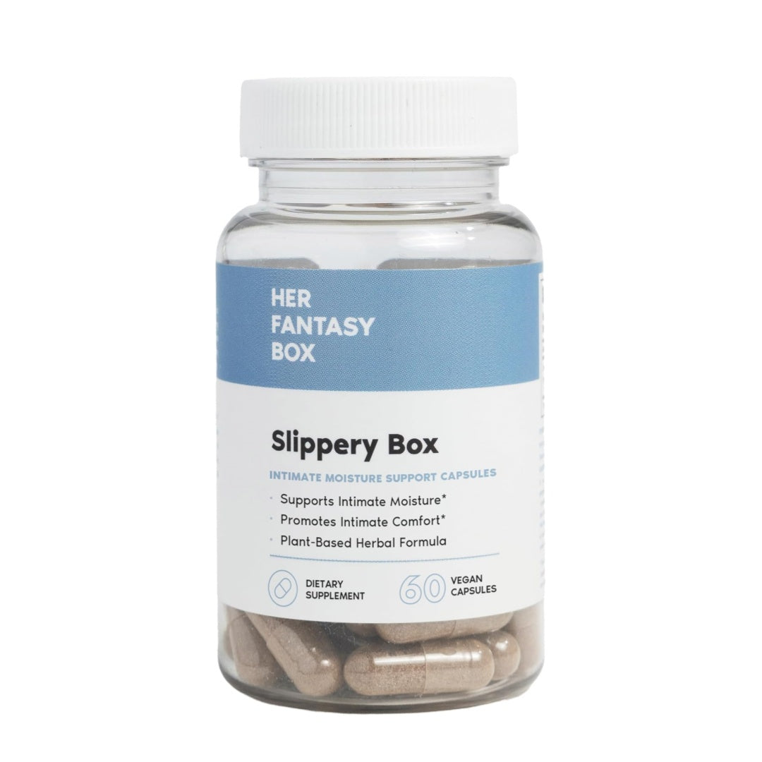 Her Fantasy Box | Slippery Box | Fast-Acting Slippery Elm Capsules for Feminine Wellness & Intimate Moisture Support – 60 Vegan Capsules